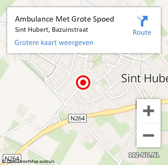 Locatie op kaart van de 112 melding: Ambulance Met Grote Spoed Naar Sint Hubert, Bazuinstraat op 14 januari 2015 20:50