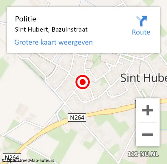 Locatie op kaart van de 112 melding: Politie Sint Hubert, Bazuinstraat op 14 januari 2015 21:01