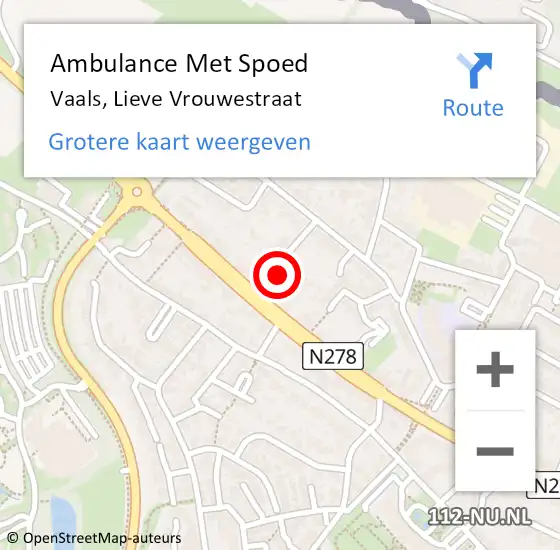 Locatie op kaart van de 112 melding: Ambulance Met Spoed Naar Vaals, Lieve Vrouwestraat op 14 januari 2015 21:08