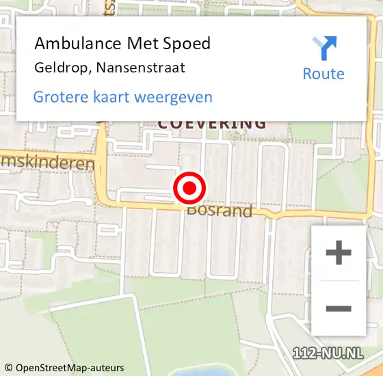 Locatie op kaart van de 112 melding: Ambulance Met Spoed Naar Geldrop, Nansenstraat op 14 januari 2015 21:21