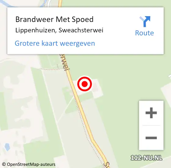 Locatie op kaart van de 112 melding: Brandweer Met Spoed Naar Lippenhuizen, Sweachsterwei op 14 januari 2015 21:22