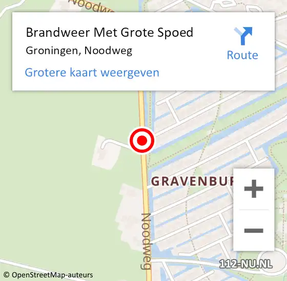 Locatie op kaart van de 112 melding: Brandweer Met Grote Spoed Naar Groningen, Noodweg op 14 januari 2015 21:37