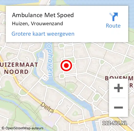 Locatie op kaart van de 112 melding: Ambulance Met Spoed Naar Huizen, Vrouwenzand op 14 januari 2015 21:40