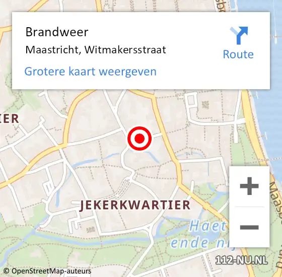 Locatie op kaart van de 112 melding: Brandweer Maastricht, Witmakersstraat op 14 januari 2015 21:44