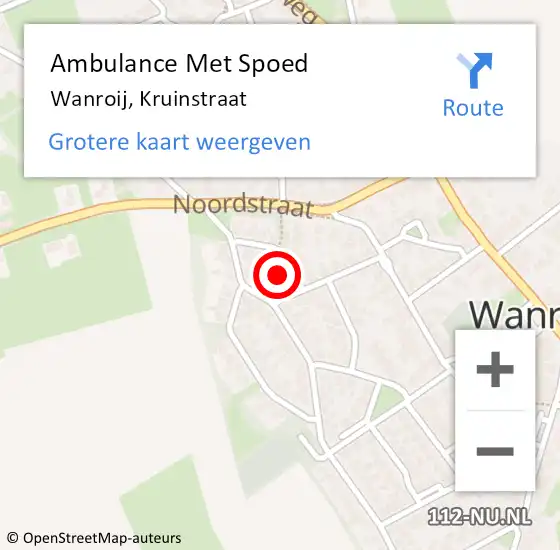 Locatie op kaart van de 112 melding: Ambulance Met Spoed Naar Wanroij, Kruinstraat op 14 januari 2015 22:25