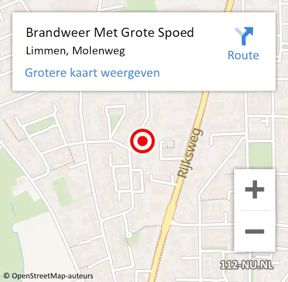 Locatie op kaart van de 112 melding: Brandweer Met Grote Spoed Naar Limmen, Molenweg op 14 januari 2015 22:31