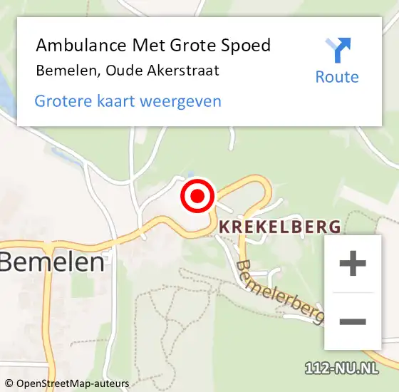 Locatie op kaart van de 112 melding: Ambulance Met Grote Spoed Naar Bemelen, Oude Akerstraat op 14 januari 2015 23:30