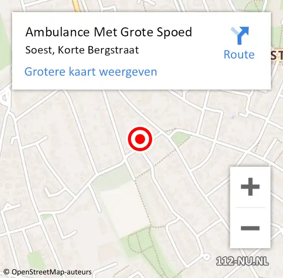 Locatie op kaart van de 112 melding: Ambulance Met Grote Spoed Naar Soest, Korte Bergstraat op 14 januari 2015 23:51