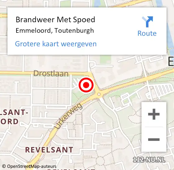 Locatie op kaart van de 112 melding: Brandweer Met Spoed Naar Emmeloord, Toutenburgh op 15 januari 2015 00:01
