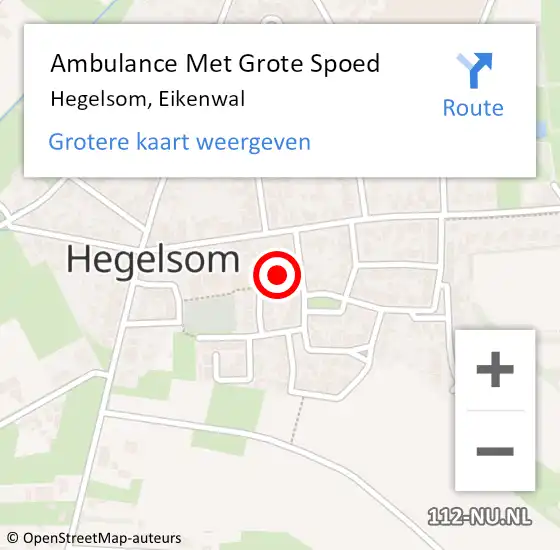 Locatie op kaart van de 112 melding: Ambulance Met Grote Spoed Naar Hegelsom, Eikenwal op 15 januari 2015 00:28