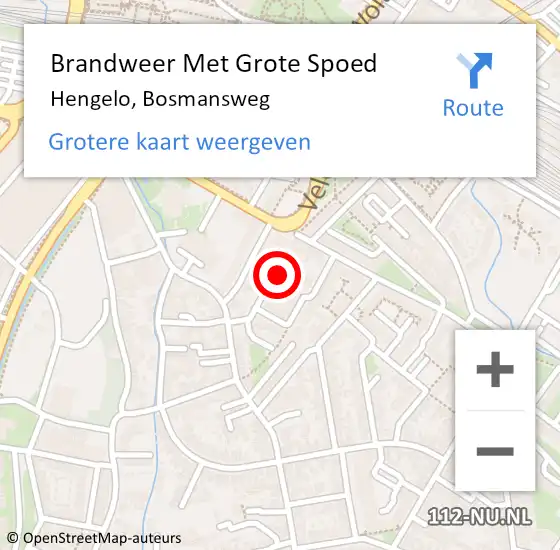 Locatie op kaart van de 112 melding: Brandweer Met Grote Spoed Naar Hengelo, Bosmansweg op 15 januari 2015 02:45