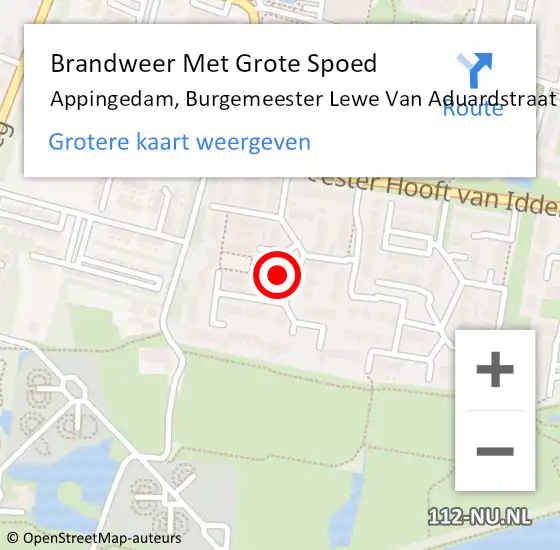 Locatie op kaart van de 112 melding: Brandweer Met Grote Spoed Naar Appingedam, Burgemeester Lewe Van Aduardstraat op 10 september 2013 21:32