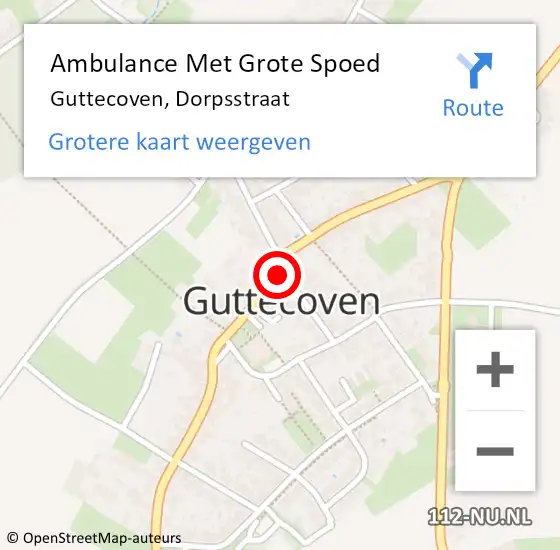 Locatie op kaart van de 112 melding: Ambulance Met Grote Spoed Naar Guttecoven, Dorpsstraat op 27 oktober 2013 19:21