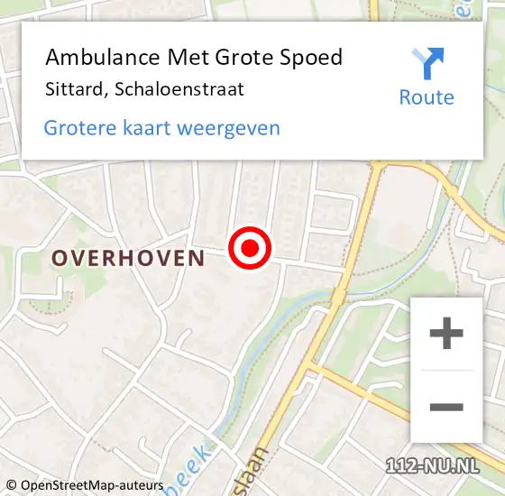 Locatie op kaart van de 112 melding: Ambulance Met Grote Spoed Naar Sittard, Schaloenstraat op 15 januari 2015 07:53