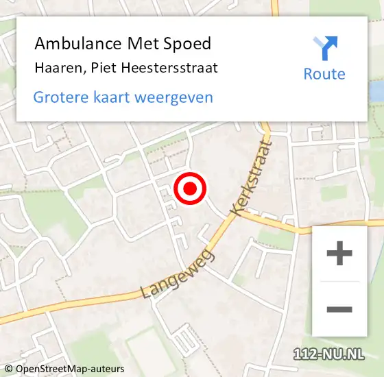 Locatie op kaart van de 112 melding: Ambulance Met Spoed Naar Haaren, Piet Heestersstraat op 15 januari 2015 09:04