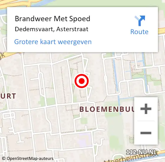 Locatie op kaart van de 112 melding: Brandweer Met Spoed Naar Dedemsvaart, Asterstraat op 27 oktober 2013 19:39