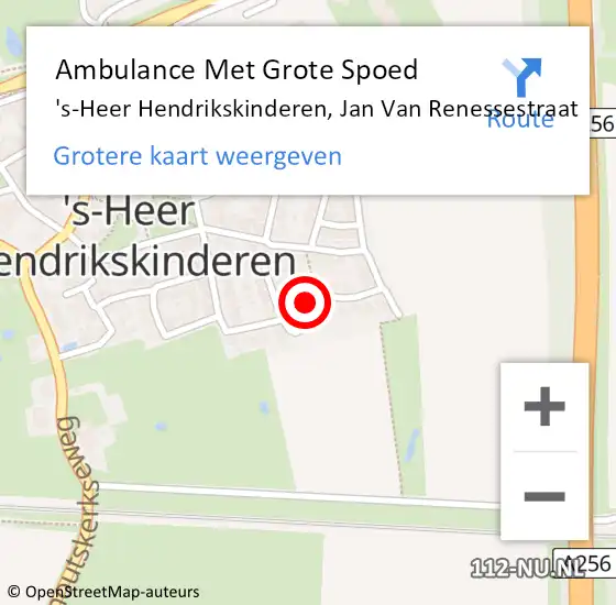 Locatie op kaart van de 112 melding: Ambulance Met Grote Spoed Naar 's-Heer Hendrikskinderen, Jan Van Renessestraat op 15 januari 2015 09:19