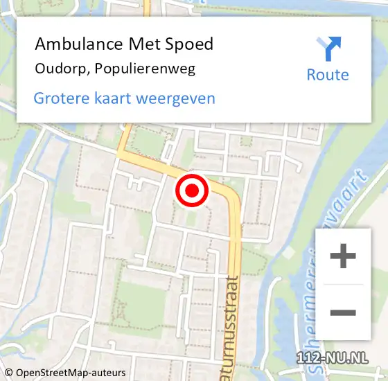 Locatie op kaart van de 112 melding: Ambulance Met Spoed Naar Oudorp, Populierenweg op 15 januari 2015 09:23