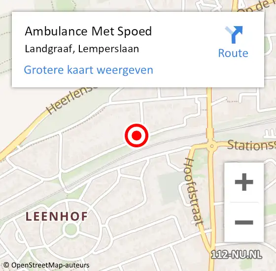 Locatie op kaart van de 112 melding: Ambulance Met Spoed Naar Landgraaf, Lemperslaan op 15 januari 2015 09:29