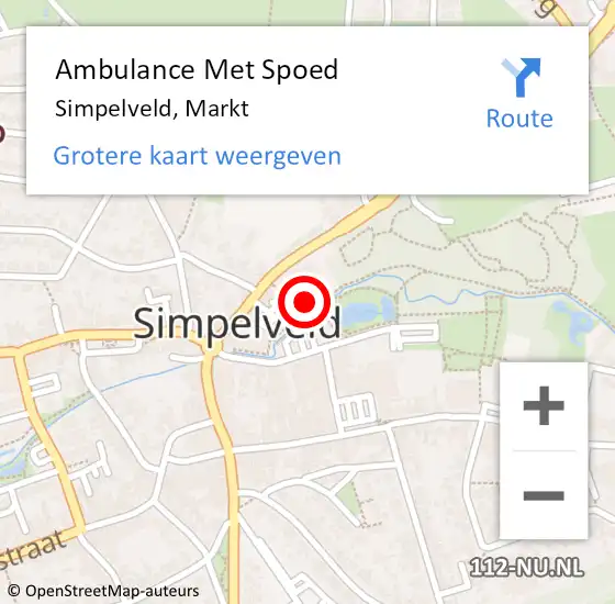 Locatie op kaart van de 112 melding: Ambulance Met Spoed Naar Simpelveld, Markt op 15 januari 2015 09:43