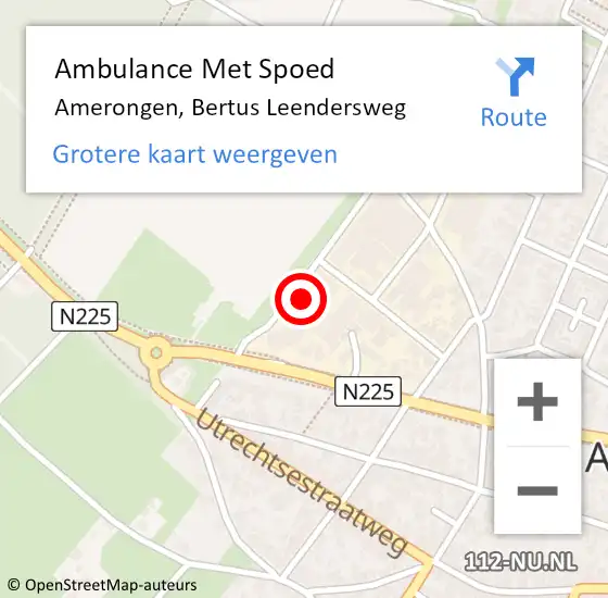 Locatie op kaart van de 112 melding: Ambulance Met Spoed Naar Amerongen, Bertus Leendersweg op 15 januari 2015 09:57