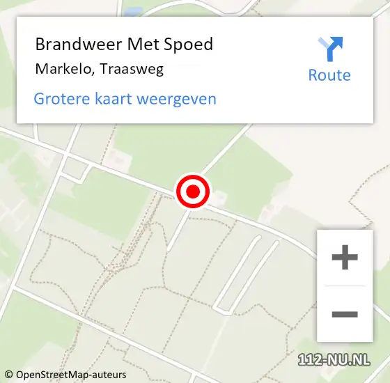 Locatie op kaart van de 112 melding: Brandweer Met Spoed Naar Markelo, Traasweg op 15 januari 2015 10:15