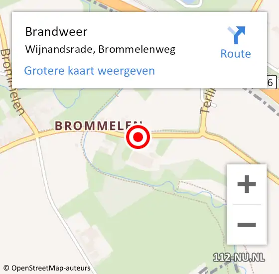 Locatie op kaart van de 112 melding: Brandweer Wijnandsrade, Brommelenweg op 15 januari 2015 10:22