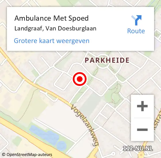Locatie op kaart van de 112 melding: Ambulance Met Spoed Naar Landgraaf, Van Doesburglaan op 15 januari 2015 12:08