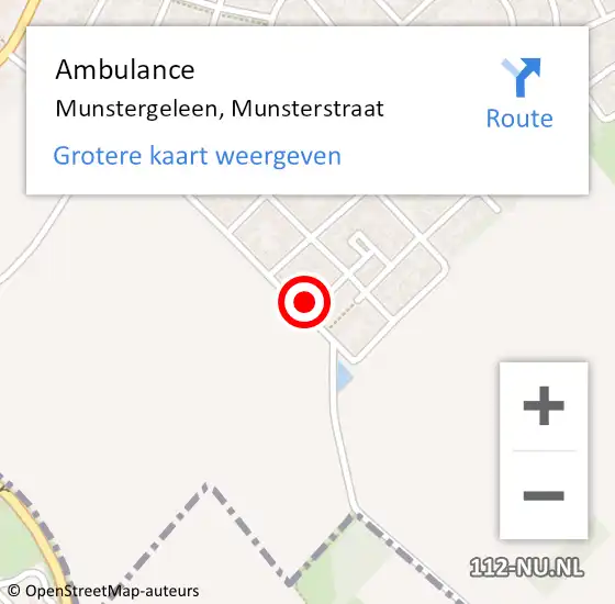 Locatie op kaart van de 112 melding: Ambulance Munstergeleen, Munsterstraat op 15 januari 2015 12:11