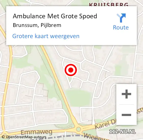 Locatie op kaart van de 112 melding: Ambulance Met Grote Spoed Naar Brunssum, Pijlbrem op 15 januari 2015 12:15