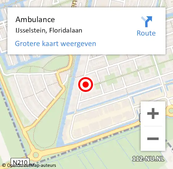 Locatie op kaart van de 112 melding: Ambulance IJsselstein, Floridalaan op 15 januari 2015 12:28