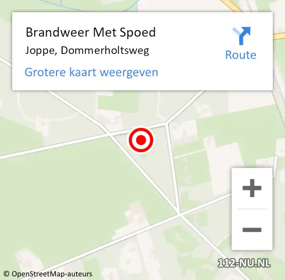 Locatie op kaart van de 112 melding: Brandweer Met Spoed Naar Joppe, Dommerholtsweg op 15 januari 2015 12:48