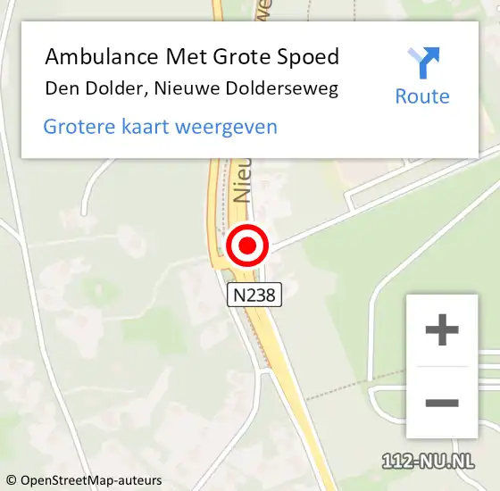 Locatie op kaart van de 112 melding: Ambulance Met Grote Spoed Naar Den Dolder, Nieuwe Dolderseweg op 15 januari 2015 12:58