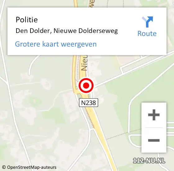 Locatie op kaart van de 112 melding: Politie Den Dolder, Nieuwe Dolderseweg op 15 januari 2015 12:59