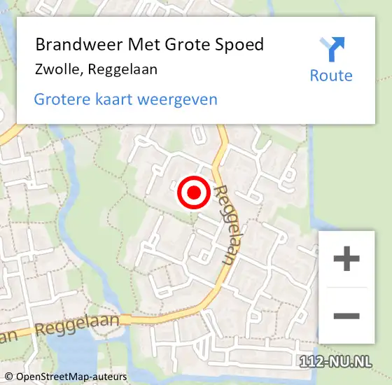 Locatie op kaart van de 112 melding: Brandweer Met Grote Spoed Naar Zwolle, Reggelaan op 15 januari 2015 13:02