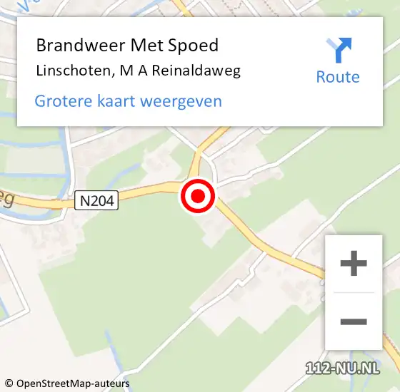 Locatie op kaart van de 112 melding: Brandweer Met Spoed Naar Linschoten, M A Reinaldaweg op 15 januari 2015 13:15