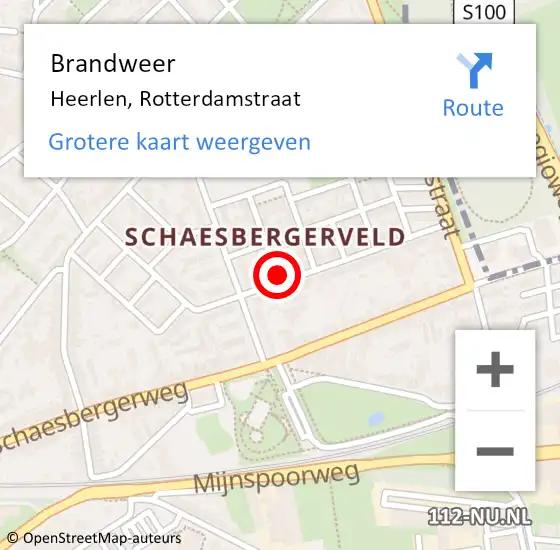 Locatie op kaart van de 112 melding: Brandweer Heerlen, Rotterdamstraat op 15 januari 2015 13:19