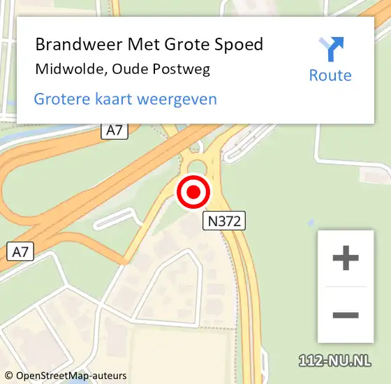 Locatie op kaart van de 112 melding: Brandweer Met Grote Spoed Naar Midwolde, Oude Postweg op 15 januari 2015 13:59