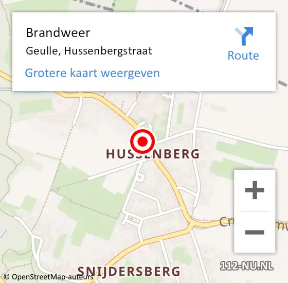 Locatie op kaart van de 112 melding: Brandweer Geulle, Hussenbergstraat op 15 januari 2015 15:05