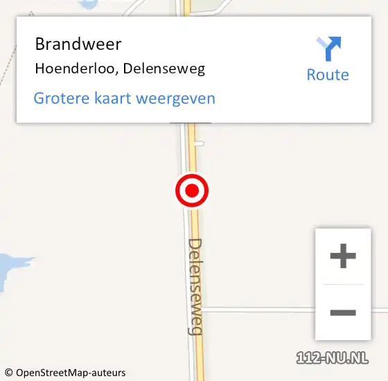Locatie op kaart van de 112 melding: Brandweer Hoenderloo, Delenseweg op 15 januari 2015 16:15