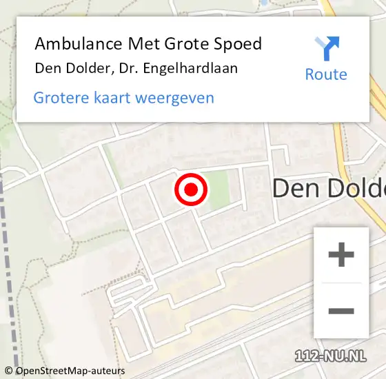 Locatie op kaart van de 112 melding: Ambulance Met Grote Spoed Naar Den Dolder, Dr. Engelhardlaan op 15 januari 2015 16:33