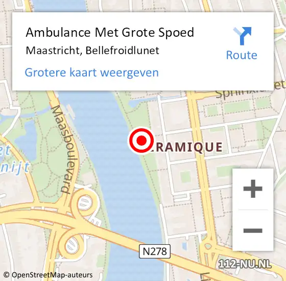 Locatie op kaart van de 112 melding: Ambulance Met Grote Spoed Naar Maastricht, Bellefroidlunet op 15 januari 2015 16:34