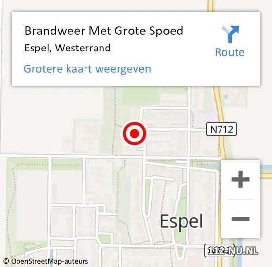 Locatie op kaart van de 112 melding: Brandweer Met Grote Spoed Naar Espel, Westerrand op 15 januari 2015 16:42