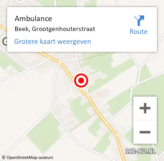 Locatie op kaart van de 112 melding: Ambulance Beek, Grootgenhouterstraat op 15 januari 2015 17:38