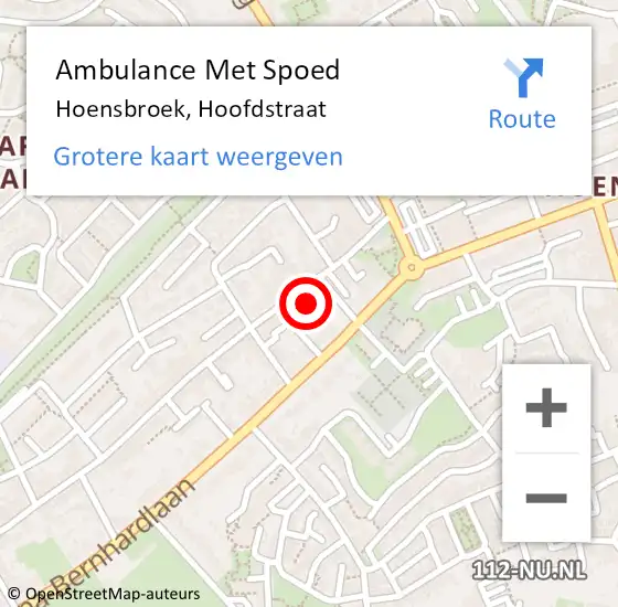 Locatie op kaart van de 112 melding: Ambulance Met Spoed Naar Hoensbroek, Hoofdstraat op 15 januari 2015 17:44