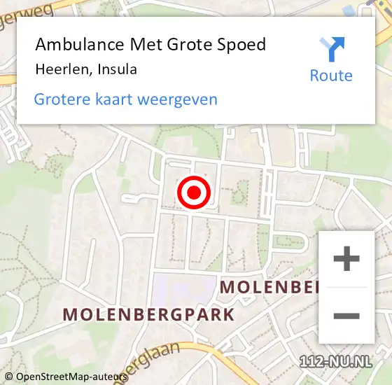 Locatie op kaart van de 112 melding: Ambulance Met Grote Spoed Naar Heerlen, Insula op 15 januari 2015 17:57