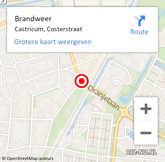 Locatie op kaart van de 112 melding: Brandweer Castricum, Costerstraat op 15 januari 2015 18:30