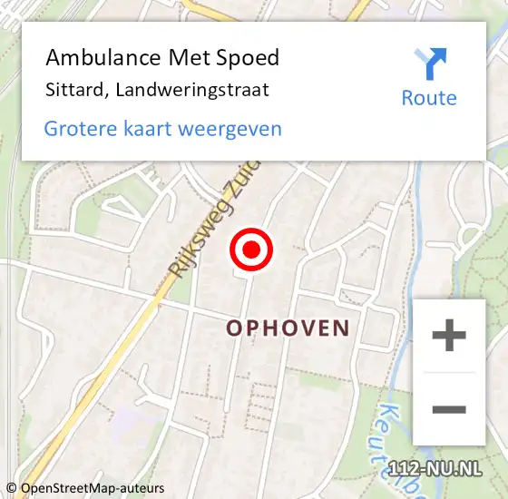 Locatie op kaart van de 112 melding: Ambulance Met Spoed Naar Sittard, Landweringstraat op 15 januari 2015 18:56