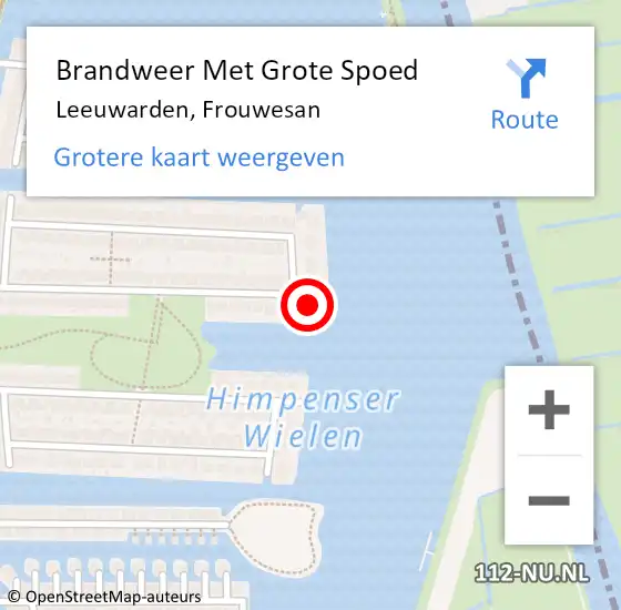 Locatie op kaart van de 112 melding: Brandweer Met Grote Spoed Naar Leeuwarden, Frouwesan op 15 januari 2015 19:07