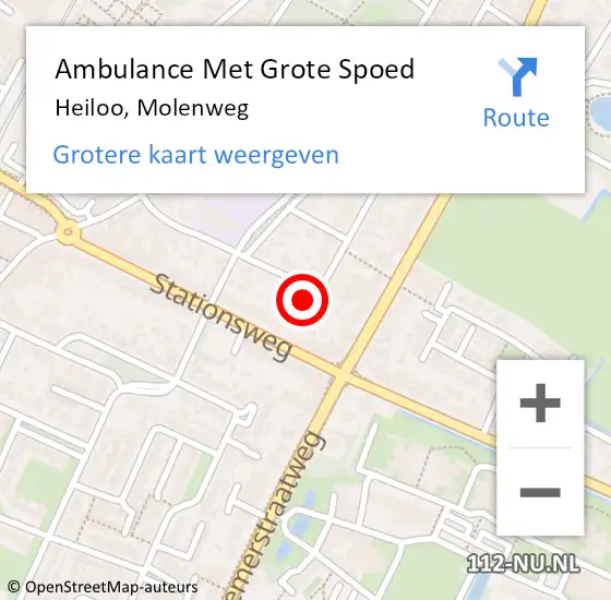 Locatie op kaart van de 112 melding: Ambulance Met Grote Spoed Naar Heiloo, Molenweg op 15 januari 2015 19:39